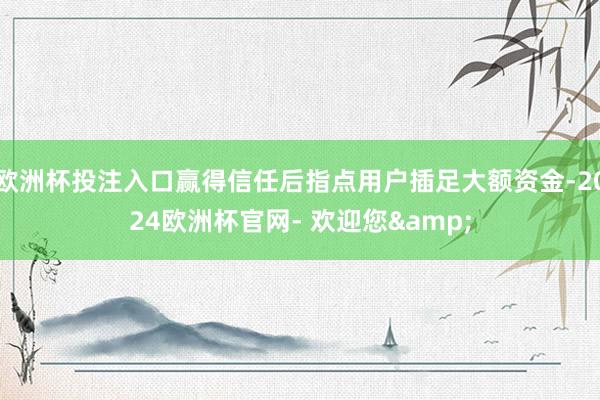 欧洲杯投注入口赢得信任后指点用户插足大额资金-2024欧洲杯官网- 欢迎您&