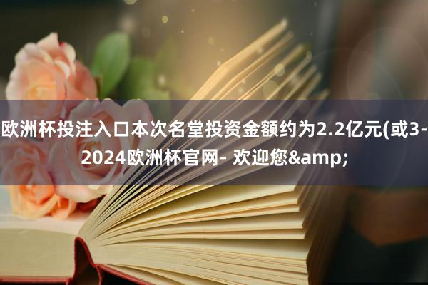 欧洲杯投注入口本次名堂投资金额约为2.2亿元(或3-2024欧洲杯官网- 欢迎您&