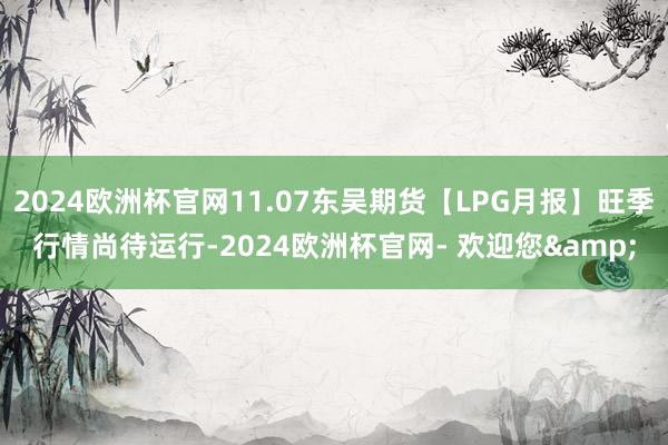 2024欧洲杯官网11.07东吴期货【LPG月报】旺季行情尚待运行-2024欧洲杯官网- 欢迎您&