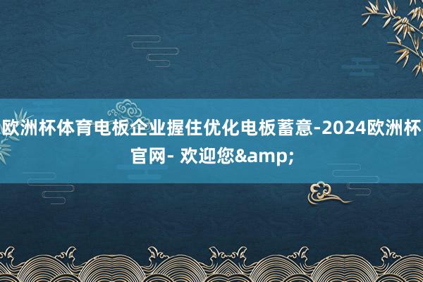 欧洲杯体育电板企业握住优化电板蓄意-2024欧洲杯官网- 欢迎您&