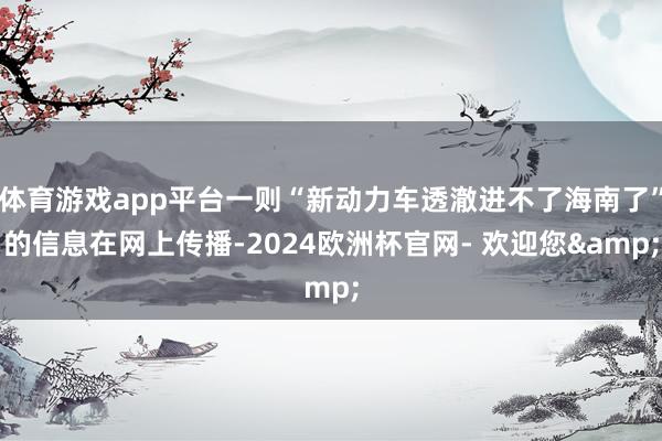体育游戏app平台一则“新动力车透澈进不了海南了”的信息在网上传播-2024欧洲杯官网- 欢迎您&