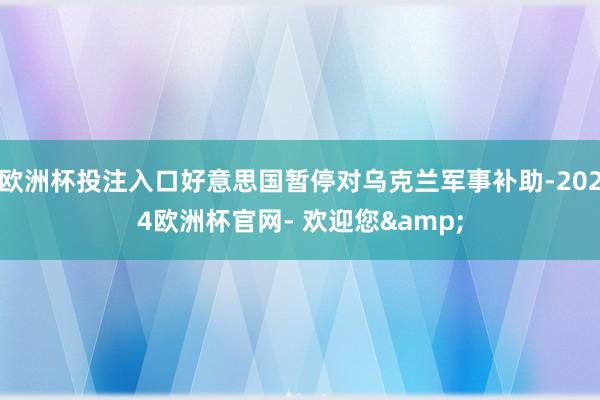 欧洲杯投注入口好意思国暂停对乌克兰军事补助-2024欧洲杯官网- 欢迎您&