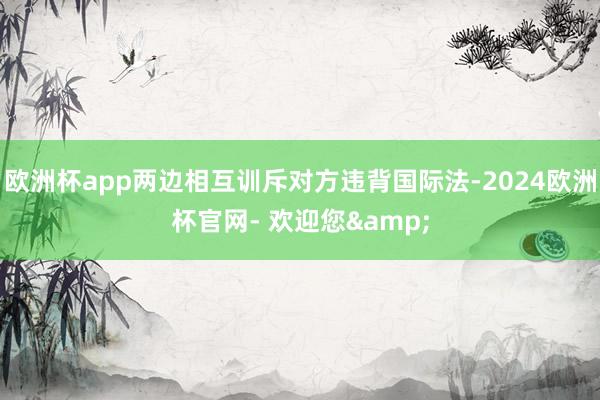 欧洲杯app两边相互训斥对方违背国际法-2024欧洲杯官网- 欢迎您&