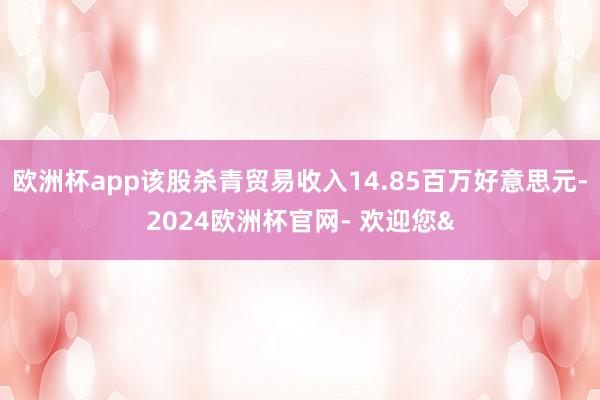 欧洲杯app该股杀青贸易收入14.85百万好意思元-2024欧洲杯官网- 欢迎您&