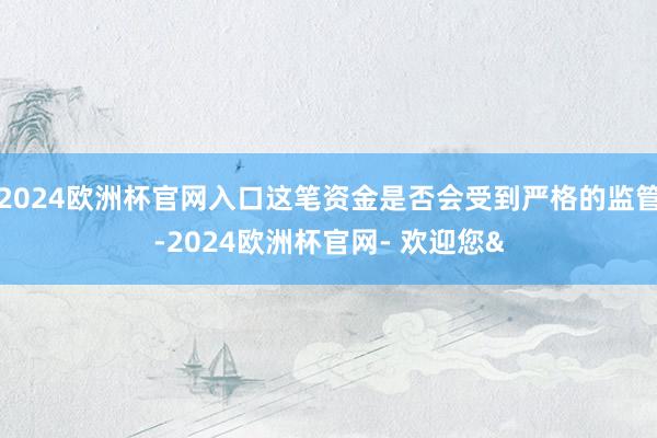 2024欧洲杯官网入口这笔资金是否会受到严格的监管-2024欧洲杯官网- 欢迎您&