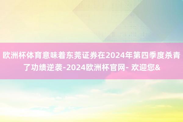 欧洲杯体育意味着东莞证券在2024年第四季度杀青了功绩逆袭-2024欧洲杯官网- 欢迎您&